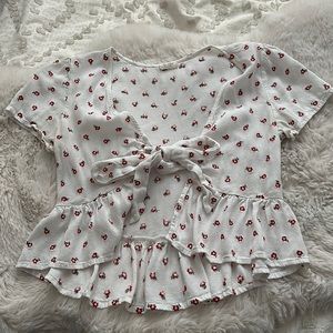 brandy melville floral tie up top